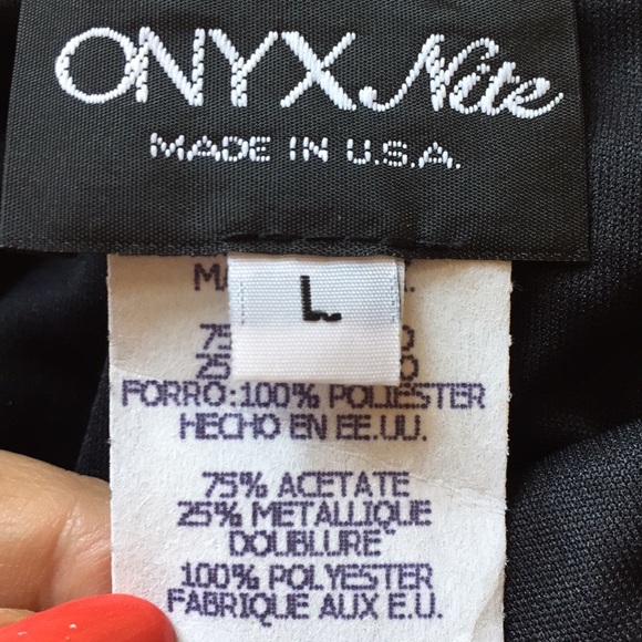 Onyx black lined metallic mesh Spaghetti straps - Picture 4 of 8